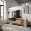 Mueble Tv | Televisión | Muebles De Salón, Almacenaje | 150x45x35cm | Para Tv Hasta 65" | Chimenea Eléctrica | Colgado, Suspendido | Estilo Moderno | Roble Y Negro