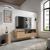 Mueble Tv, Televisión, Muebles De Salón, Almacenaje, 150x45x35cm, Para Tv Hasta 65", Colgado, Suspendido, Estilo Moderno, Roble Y Negro