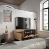 Mueble Tv, Televisión, Muebles De Salón, Almacenaje, 150x57x35cm, Para Tv Hasta 65", Chimenea Eléctrica, Diseño Industrial, Estilo Moderno, Roble Y Negro