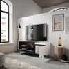 Mueble Tv, Televisión, Muebles De Salón, Almacenaje, 150x57x35cm, Para Tv Hasta 65", Diseño Industrial, Estilo Moderno, Blanco Y Negro