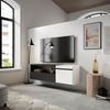 Mueble Tv | Televisión | Muebles De Salón, Almacenaje | 150x45x35cm | Para Tv Hasta 65" | Colgado, Suspendido | Estilo Moderno | Blanco Y Negro