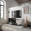 Mueble Tv | Televisión | Muebles De Salón, Almacenaje | 150x45x35cm | Para Tv Hasta 65" | Colgado, Suspendido | Estilo Moderno | Blanco Y Negro