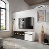 Mueble Tv, Televisión, Muebles De Salón, Almacenaje, 150x45x35cm, Para Tv Hasta 65", Chimenea Eléctrica, Estilo Moderno, Blanco Y Negro