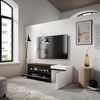 Mueble Tv, Televisión, Muebles De Salón, Almacenaje, 150x45x35cm, Para Tv Hasta 65", Chimenea Eléctrica, Estilo Moderno, Blanco Y Negro