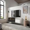 Mueble Tv | Televisión | Muebles De Salón, Almacenaje | 150x45x35cm | Para Tv Hasta 65" | Chimenea Eléctrica | Colgado, Suspendido | Estilo Moderno | Blanco Y Negro