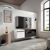 Mueble Tv | Televisión | Muebles De Salón, Almacenaje | 150x45x35cm | Para Tv Hasta 65" | Colgado, Suspendido | Estilo Moderno | Blanco Y Negro