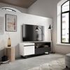 Mueble Tv, Televisión, Muebles De Salón, Almacenaje, 150x57x35cm, Para Tv Hasta 65", Diseño Industrial, Estilo Moderno, Blanco Y Negro