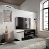 Mueble Tv, Televisión, Muebles De Salón, Almacenaje, 150x57x35cm, Para Tv Hasta 65", Diseño Industrial, Estilo Moderno, Blanco Y Negro