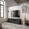 Mueble Tv, Televisión, Muebles De Salón, Almacenaje, 150x45x35cm, Para Tv Hasta 65", Chimenea Eléctrica, Estilo Moderno, Negro