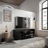 Mueble Tv, Televisión, Muebles De Salón, Almacenaje, 150x57x35cm, Para Tv Hasta 65", Diseño Industrial, Estilo Moderno, Negro