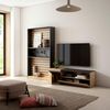 Muebles De Salón Para Tv | Conjunto De Muebles Comedor | 260x186x35cm | Para Tv Hasta 65" | Mueble Televisión | Estilo Moderno | Roble Y Negro