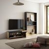 Muebles De Salón Para Tv | Conjunto De Muebles Comedor | 260x186x35cm | Para Tv Hasta 65" | Chimenea Eléctrica | Estilo Moderno | Roble Y Negro