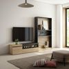 Muebles De Salón Para Tv | Conjunto De Muebles Comedor | 260x186x35cm | Para Tv Hasta 65" | Chimenea Eléctrica | Estilo Moderno | Roble Y Negro