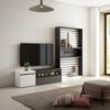 Muebles De Salón Para Tv | Conjunto De Muebles Comedor | 260x186x35cm | Para Tv Hasta 65" | Chimenea Eléctrica | Estilo Moderno | Blanco Y Negro