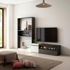 Muebles De Salón Para Tv | Conjunto De Muebles Comedor | 260x186x35cm | Para Tv Hasta 65" | Chimenea Eléctrica | Estilo Moderno | Blanco Y Negro