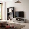 Muebles De Salón Para Tv | Conjunto De Muebles Comedor | 260x186x35cm | Para Tv Hasta 65" | Chimenea Eléctrica | Estilo Moderno | Cemento