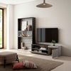 Muebles De Salón Para Tv | Conjunto De Muebles Comedor | 260x186x35cm | Para Tv Hasta 65" | Chimenea Eléctrica | Estilo Moderno | Cemento