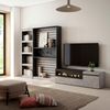 Muebles De Salón Para Tv | Conjunto De Muebles Comedor | 320x186x35cm | Chimenea Eléctrica | Estilo Moderno | Cemento