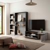 Muebles De Salón Para Tv | Conjunto De Muebles Comedor | 320x186x35cm | Chimenea Eléctrica | Estilo Moderno | Cemento