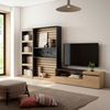 Muebles De Salón Para Tv | Conjunto De Muebles Comedor | 320x186x35cm | Mueble Televisión | Estilo Moderno | Roble Y Negro