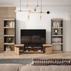 Muebles De Salón Para Tv | Conjunto De Muebles Comedor | 320x186x35cm | Para Tv Hasta 80" | Chimenea Eléctrica | Estilo Moderno | Roble Y Negro