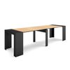 Mesa Consola Extensible, Mesa Comedor Plegable, 300, Para 14 Comensales, Comedor Y Cocina, Estilo Moderno, Negro Y Roble