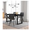 Conjunto Salón, Mesa De Comedor, 140, Negro, Estilo Industrial, Pack De 4 Sillas De Comedor, Silla Tapizada