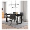 Conjunto Salón, Mesa De Comedor, 170, Negro, Estilo Industrial, Mesa Fija, Pack De 4 Sillas De Comedor, Silla Tapizada