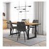 Conjunto Salón, Mesa De Comedor, 170, Roble Y Borde Negro, Industrial, Mesa Fija, Pack De 4 Sillas De Comedor, Silla Tapizada