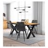 Conjunto Salón, Mesa De Comedor, 170, Roble Y Borde Negro, Industrial, Mesa Fija, Pack De 4 Sillas De Comedor, Silla Tapizada