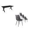 Conjunto Salón, Mesa De Comedor, 200, Negro, Estilo Industrial, Mesa Fija, Pack De 4 Sillas De Comedor, Silla Tapizada