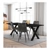 Conjunto Salón, Mesa De Comedor, 200, Negro, Estilo Industrial, Mesa Fija, Pack De 4 Sillas De Comedor, Silla Tapizada