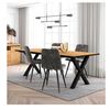 Conjunto Salón, Mesa De Comedor, 200, Roble Y Borde Negro, Industrial, Mesa Fija, Pack De 4 Sillas De Comedor, Silla Tapizada