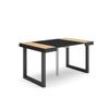 Mesa Consola Extensible | Mesa Comedor Plegable | 140 | Para 6 Comensales | Patas Madera Maciza | Estilo Moderno | Roble Y Negro