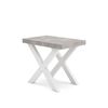 Mesa Consola Extensible | Mesa Comedor Plegable | 160 | Para 8 Comensales | Patas Madera Maciza | Estilo Moderno | Blanco Y Cemento