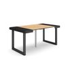 Mesa Consola Extensible | Mesa Comedor Plegable | 160 | Para 8 Comensales | Patas Madera Maciza | Estilo Moderno | Negro Y Roble