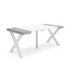 Mesa Consola Extensible | Mesa Comedor Plegable | 180 | Para 8 Comensales | Patas Madera Maciza | Estilo Moderno | Blanco Y Cemento