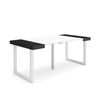 Mesa Consola Extensible | Mesa Comedor Plegable | 180 | Para 8 Comensales | Patas Madera Maciza | Estilo Moderno | Blanco Y Negro