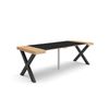 Mesa Consola Extensible, Mesa Comedor Plegable, 220, Para 10 Comensales, Patas Madera Maciza, Estilo Moderno, Roble Y Negro