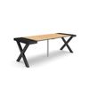 Mesa Consola Extensible, Mesa Comedor Plegable, 220, Para 10 Comensales, Patas Madera Maciza, Estilo Moderno, Roble Y Negro