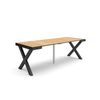 Mesa Consola Extensible, Mesa Comedor Plegable, 220, Para 10 Comensales, Patas Madera Maciza, Estilo Moderno, Roble Y Negro