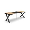 Mesa Consola Extensible, Mesa Comedor Plegable, 220, Para 10 Comensales, Patas Madera Maciza, Estilo Moderno, Roble Y Negro