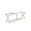 Mesa Consola Extensible, Mesa Comedor Plegable, 220, Para 10 Comensales, Patas Madera Maciza, Estilo Moderno, Blanco Y Cemento