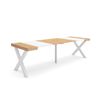 Mesa Consola Extensible, Mesa Comedor Plegable, 260, Para 12 Comensales, Patas Madera Maciza, Estilo Moderno, Roble Y Blanco