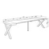 Mesa Consola Extensible, Mesa Comedor Plegable, 300, Para 14 Comensales, Patas Madera Maciza, Estilo Moderno, Cemento