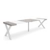 Mesa Consola Extensible, Mesa Comedor Plegable, 300, Para 14 Comensales, Patas Madera Maciza, Estilo Moderno, Blanco Y Cemento