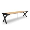 Mesa Consola Extensible, Mesa Comedor Plegable, 300, Para 14 Comensales, Patas Madera Maciza, Estilo Moderno, Negro Y Roble