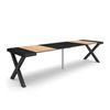 Mesa Consola Extensible, Mesa Comedor Plegable, 300, Para 14 Comensales, Patas Madera Maciza, Estilo Moderno, Roble Y Negro