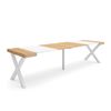 Mesa Consola Extensible, Mesa Comedor Plegable, 300, Para 14 Comensales, Patas Madera Maciza, Estilo Moderno, Roble Y Blanco