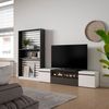 Muebles De Salón Para Tv | Conjunto De Muebles Comedor | 310x186x35cm | Para Tv Hasta 80" | Chimenea Eléctrica | Estilo Moderno | Blanco Y Negro